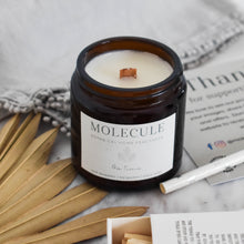 Load image into Gallery viewer, Amber Glass Wooden Wicked Candle, 22+ hours