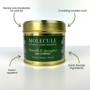 Natural Citronella & Lemongrass Candle with CITREPEL Insect repellent